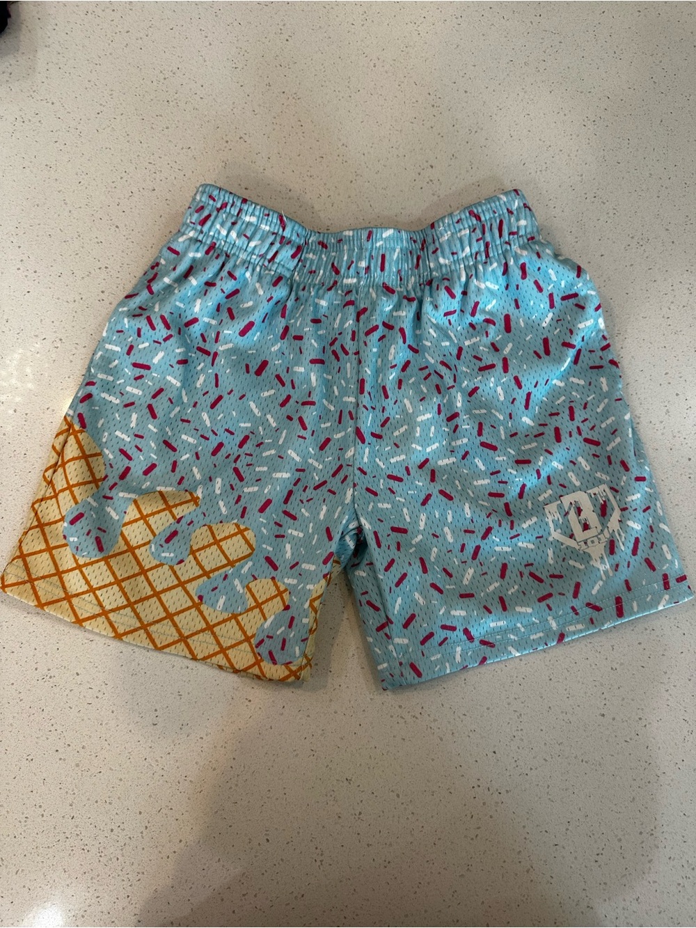 Youth Baseball Lifestyle BB101 Light Blue Ice Cream Print Kids Swim Shorts